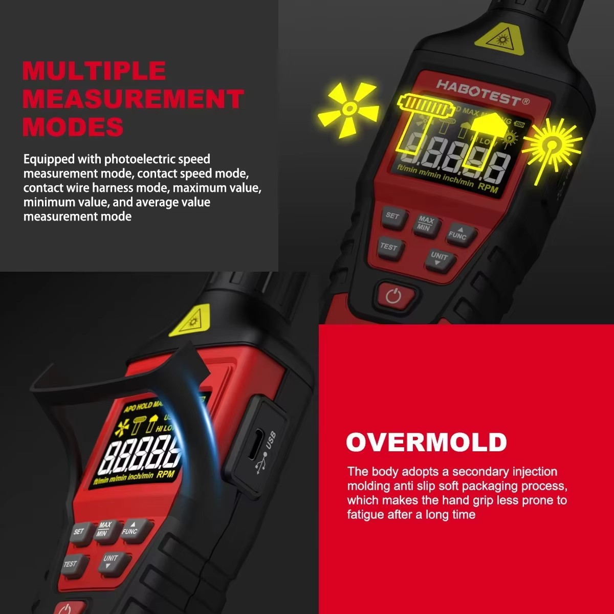HABOTEST HT671 Tachimetro Digi - Industrial Laser Tachometer recensione e prezzo